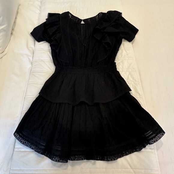 black lace slit dress LaDivine S550 Prom Long Formal Beaded Lace Slit Dress main image 1